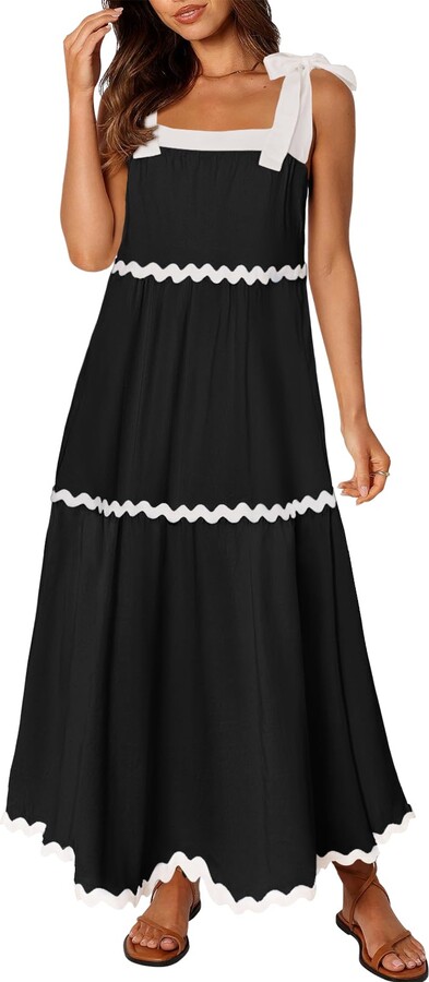 MEROKEETY Women's Summer Sleeveless Spaghetti Strap Maxi Dress