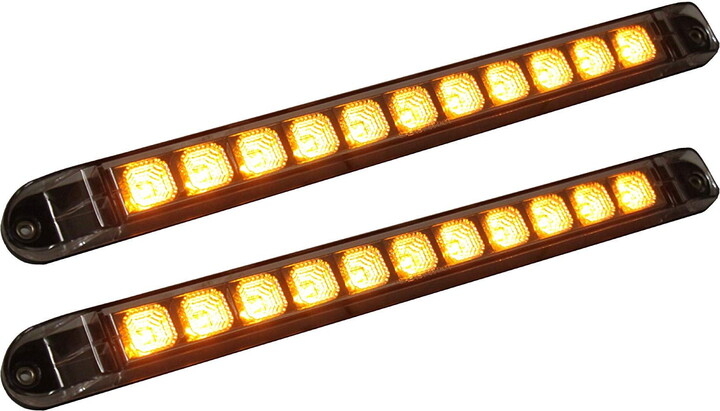 Smiling JuJu (2) Sparkling Amber LED 17" Identification Light Bar / Emergency Turn Signal for Truck Trailer RV EHD