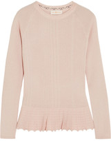 Thumbnail for your product : Tory Burch Sienna silk and cashmere-blend peplum sweater
