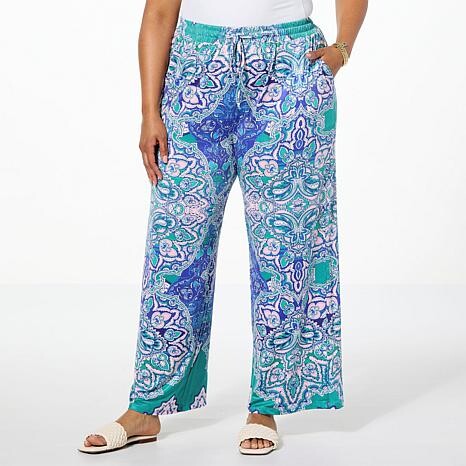 One World Printed Pull-On Colada Pant - Blue - Size 2X