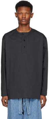 Lemaire Grey Woven Long Sleeve Henley