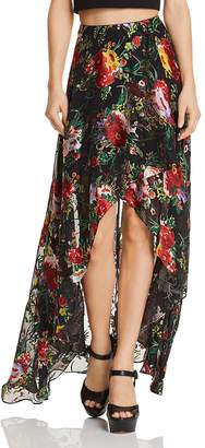 Alice + Olivia Kirstie Floral Burnout High/Low Maxi Skirt