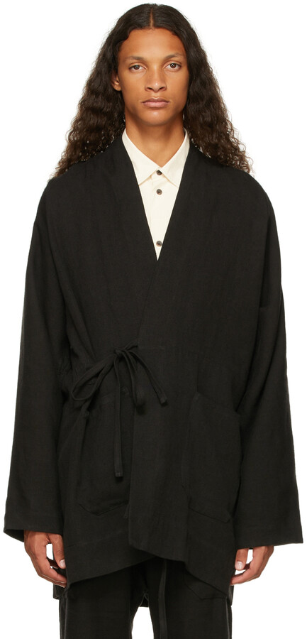 black linen coat