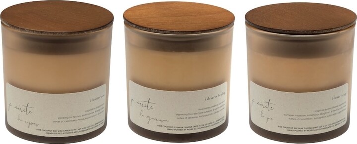 Je Mérite (I Deserve) White I Deserve Rest, Healing, & Joy 8 Oz Candle Gift Set