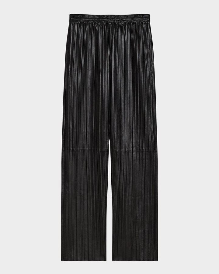 Helmut Lang Pull-On Pleated Leather Car Trousers