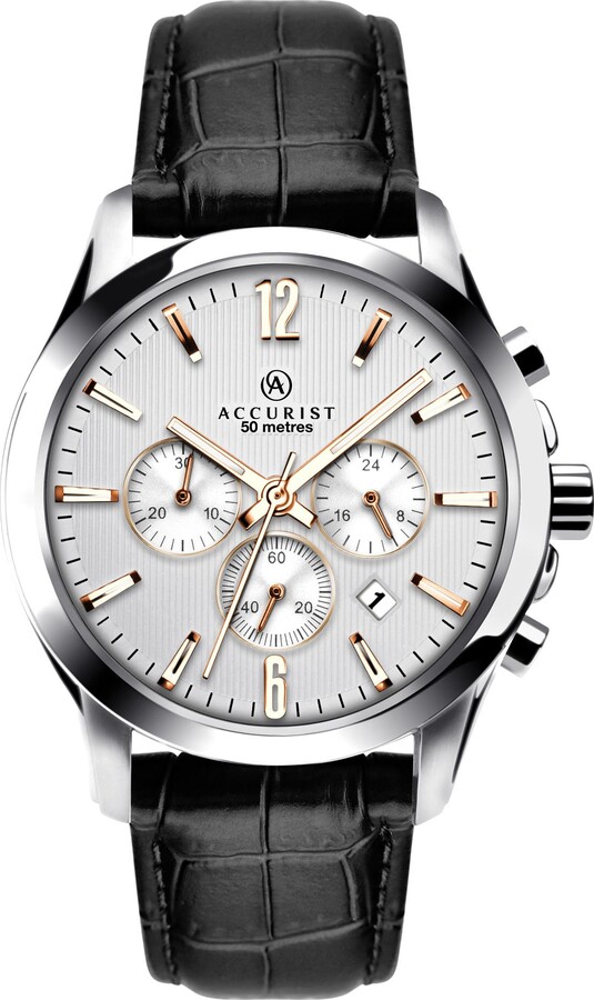 Chronograph Accurist Men's Leather Strap Watch Accurist Origin Men's  Chronograph Watch Silver Case Tan