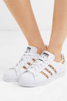 Thumbnail for your product : adidas Superstar Leopard Print-trimmed Leather Sneakers