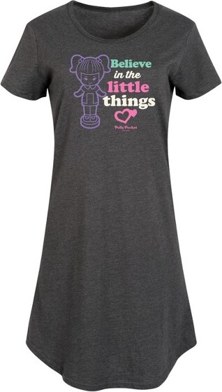 Polly Pocket Women'sPollyPocketBelieveInTheLittleThingsGraphicT-shirtDress-HeatherCharcoal-1X