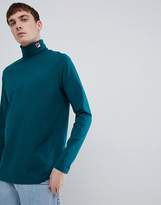Thumbnail for your product : Fila White Line Logo Roll Neck Long Sleeve T-Shirt In Green