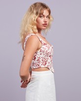 Thumbnail for your product : Missguided Women's White Cropped tops - Crepe Chinoiserie Print Corset Top - Size 14 at The Iconic