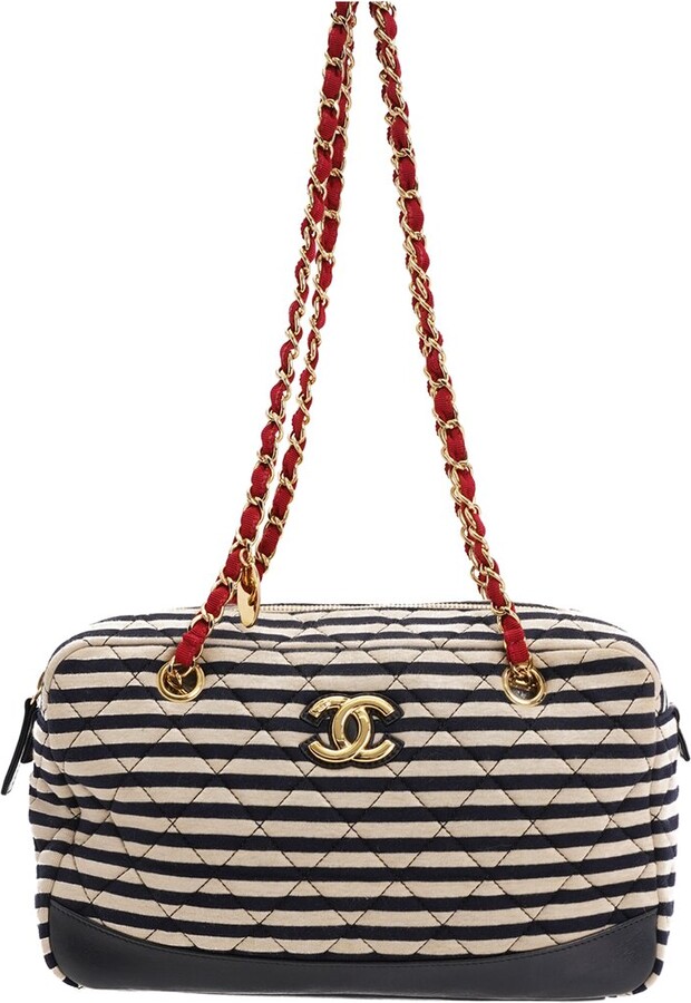 Chanel Tricolor Striped Jersey and Leather Jumbo Coco Sailor Flap Bag Chanel