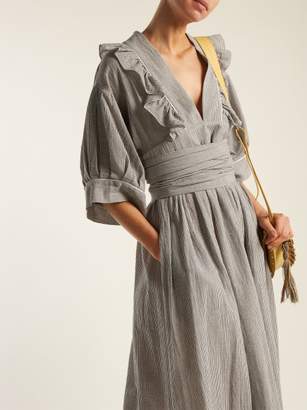 Three Graces London Adeline Ruffle Trimmed Dress - Womens - Grey Stripe