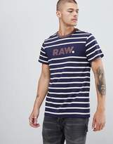 Thumbnail for your product : G Star G-Star stripe logo t-shirt in blue and white