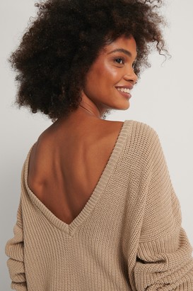 NA-KD Knitted Deep V-neck Sweater