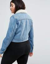 Thumbnail for your product : ASOS Curve Denim Shrunken Borg Jacket In Tammy Midwash Blue