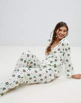 Thumbnail for your product : ASOS DESIGN christmas sprout traditional shirt and pants pyjama set