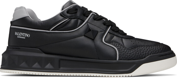 Valentino Garavani Black One Stud Low-Top Nappa Sneakers