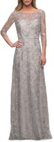Thumbnail for your product : La Femme Embroidered A-Line Gown