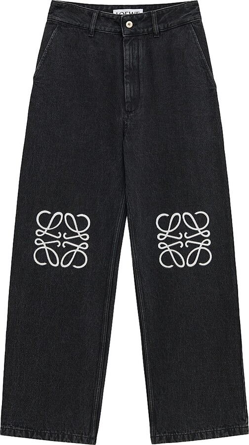 Loewe Men's Anagram Denim Mid-Rise Baggy Jeans - Black - Size 36