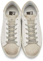 Thumbnail for your product : Golden Goose White and Grey Perforated Superstar Sneakers