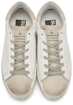 Golden Goose White and Grey Perforated Superstar Sneakers