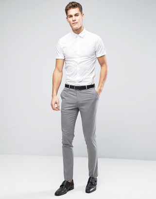 ASOS Skinny Shirt With Short Sleeves In White