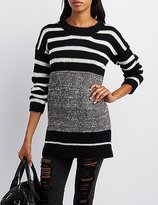 Thumbnail for your product : Charlotte Russe Marled & Striped Crew Neck Sweater