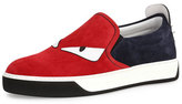 Thumbnail for your product : Fendi Monster Suede Slip-On Sneaker, Red