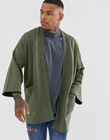 Thumbnail for your product : ASOS Design DESIGN jersey kimono cardigan in khaki-Green