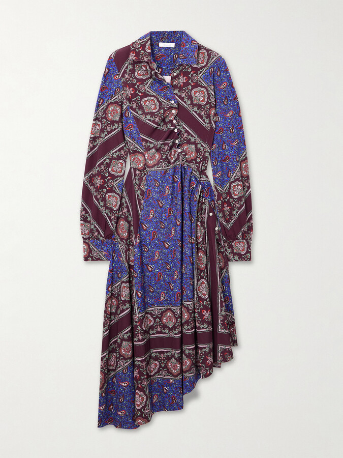 RABANNE - Asymmetric Paisley-print Stretch-jersey Midi Dress - Multi