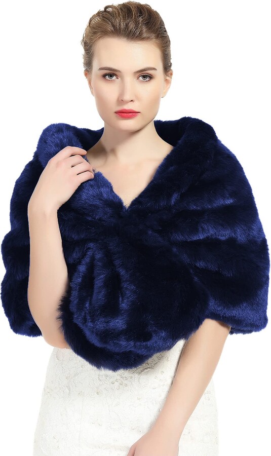 BEAUTELICATE Faux Fur Shawl Wrap Shrug Stole for Women Fall Winter Wedding Bride Bridesmaid