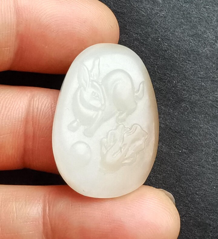 Etsy Rabbit, Chinese Cabbage, Chinese Zodiac Carving Natural Jade Stone Pendant, Good Lucky Amulet For Making Handmade Necklace Jewelry