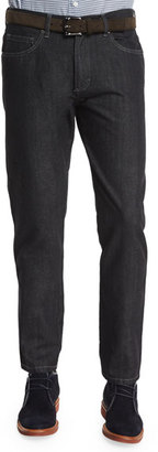 Ermenegildo Zegna Cotton-Silk Five-Pocket Denim Jeans, Black