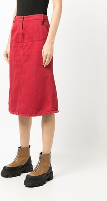Louis Vuitton pre-owned pleat detailing A-line denim skirt