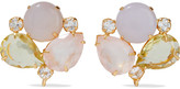 Thumbnail for your product : Bounkit Convertible 14-karat Gold-plated Mother-of-pearl, Moonstone And Quartz Earrings