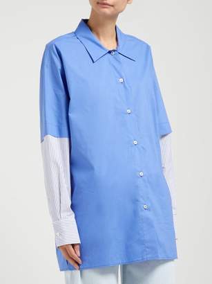 MM6 MAISON MARGIELA Layered Cotton-poplin Shirt - Womens - Blue Multi