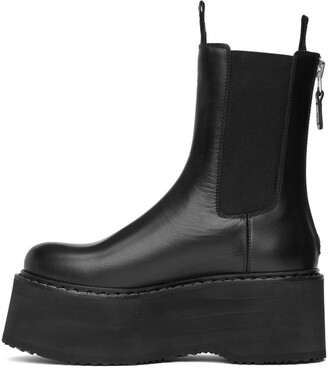 R 13 Black Double Stacked Chelsea Boots