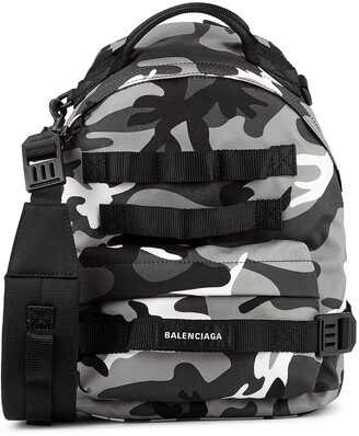 Balenciaga Grey Camouflage Nylon Backpack
