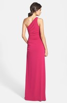 Thumbnail for your product : Laundry by Shelli Segal Beaded Panel One-Shoulder Jersey Gown