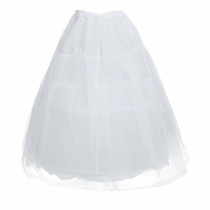 dPois Kids Girls Vintage Rockabilly 1950s Retro Hoopless Petticoat Long