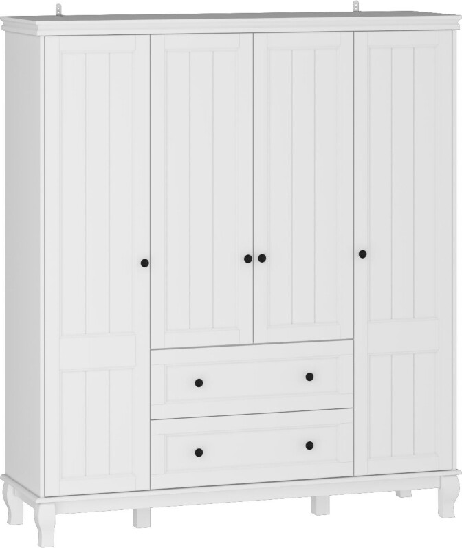 Homsee Modern Nordic style minimalist 4-door 2-drawer armoire, white wardrobe, bedroom closet