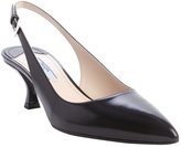 Thumbnail for your product : Prada Black Leather Sling Back Pointed Toe Kitten Pumps