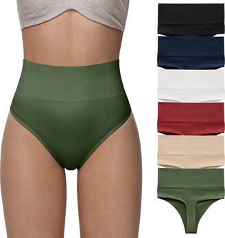 SHARICCA High Waisted Thongs for Women Seamless No Show Womens Panties Thong Underwear Multiple