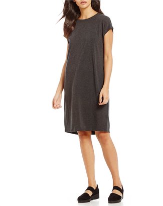 Eileen Fisher Jewel Neck Cap Sleeve Dress