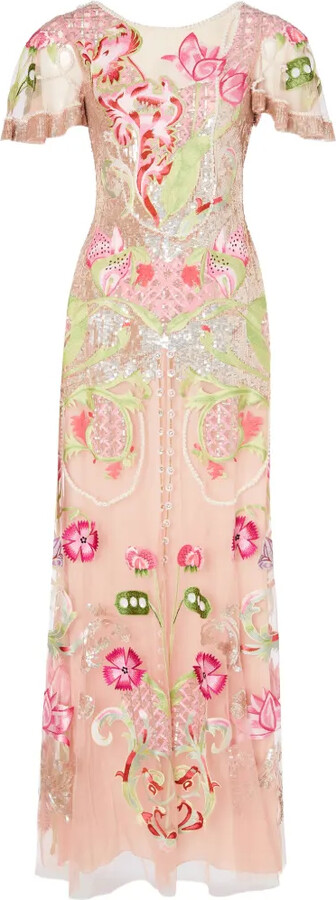 Temperley London Ostuni floral-embroidered sequin gown