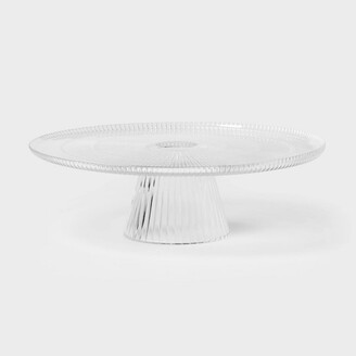 Threshold Ribbed Large Glass Cake Stand Clear