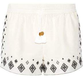 Rachel Zoe Embroidered Silk And Cotton-Blend Shorts