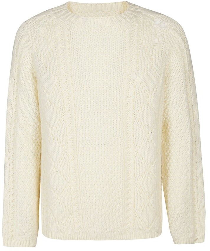 mens white cable knit sweater