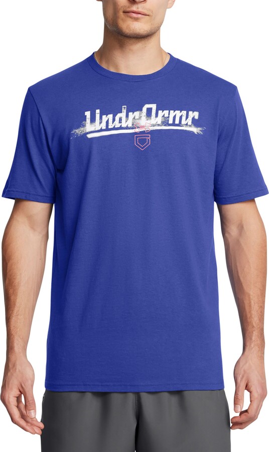 Under Armour Men's Baseball Script Short Sleeve T-Shirt, Small, Royal