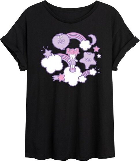Polly Pocket Women'sPollyPocketPollyPocketStickerCollageOversizedGraphicT-Shirt-Black-2X-Large